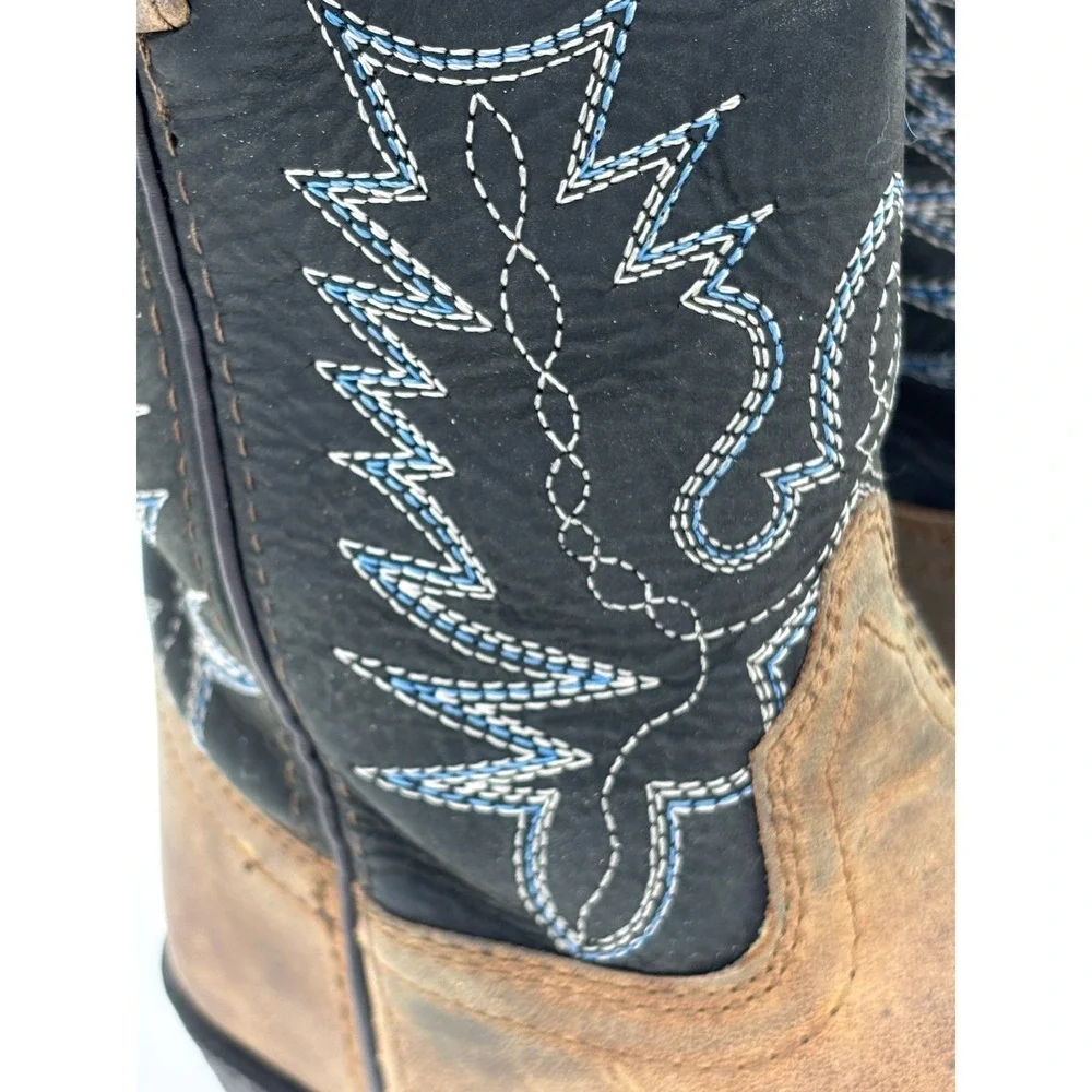 SMOKY MOUNTAIN‎ Kids Brown Black Leather Western Cowboy Boots Square Toe 13 Boy